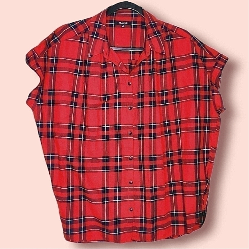 Madewell Women's L Plaid Red Cotton Country Shirt